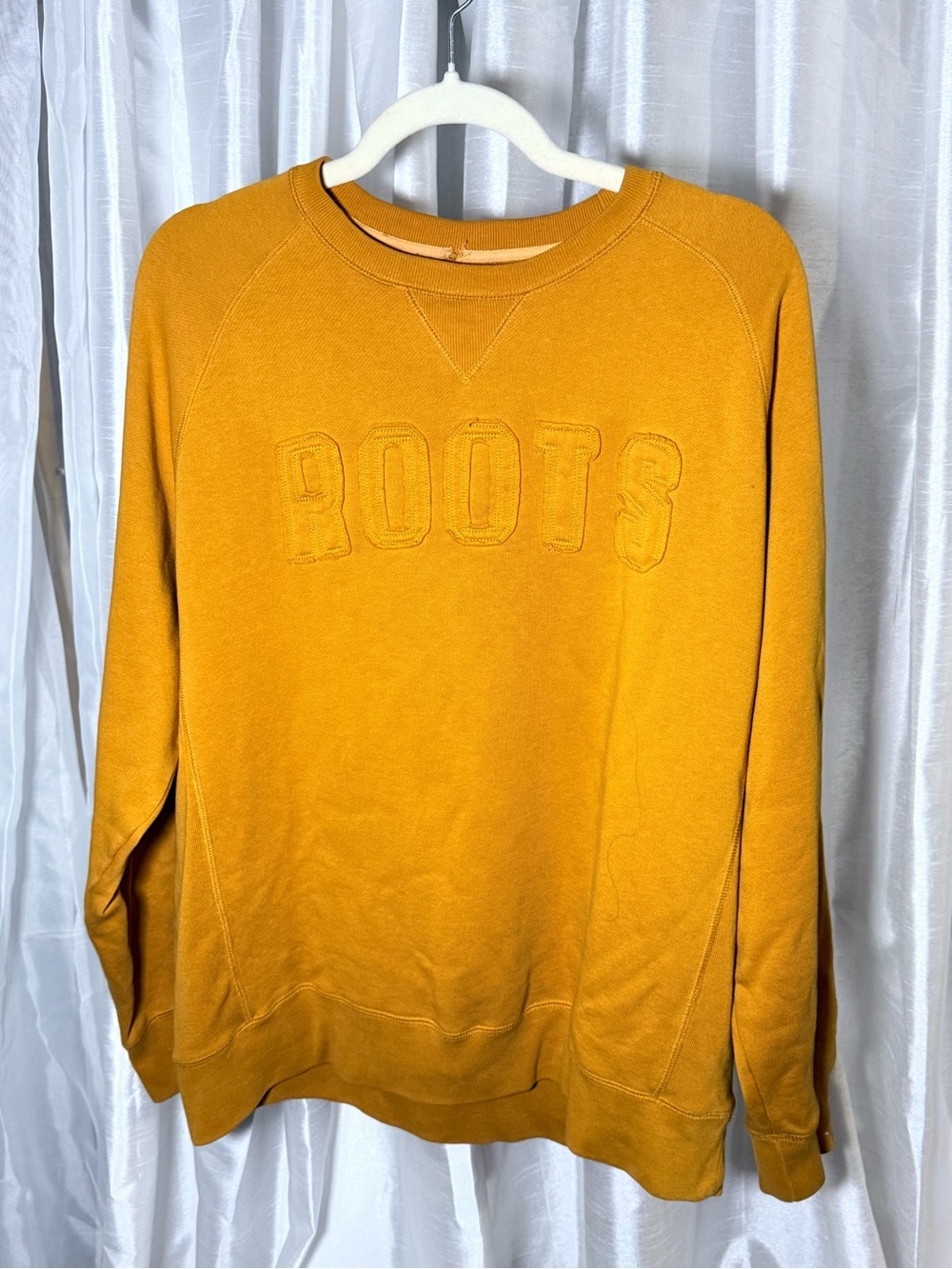 Roots Men's Crewneck Sweatshirt in Mustard Yellow